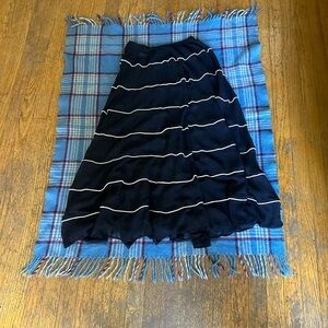 DKNY Black Silk Sheer Maxi Skirt with White Accents